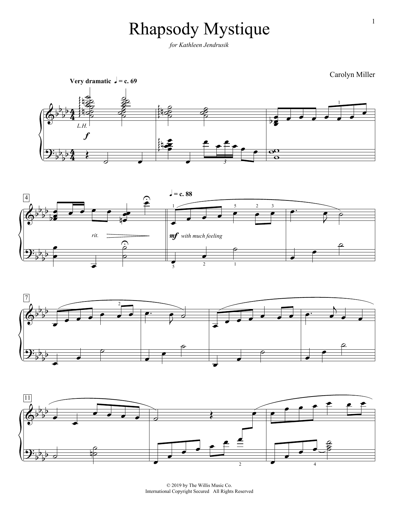 Carolyn Miller Rhapsody Mystique sheet music notes and chords. Download Printable PDF.