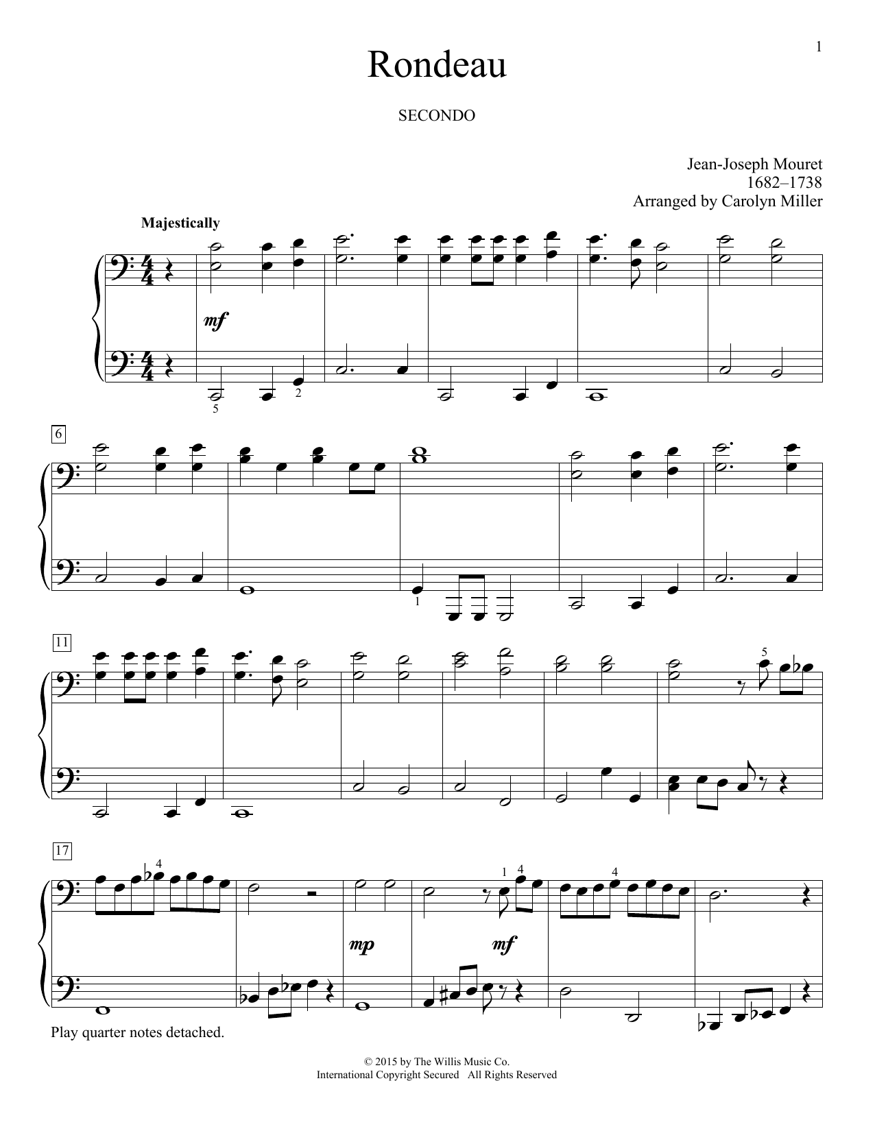 Learn to play Jean-Joseph Mouret Rondeau sheet music for Piano Duet in minutes. Price: 7.8900$ Jean-Joseph Mouret Rondeau sheet music notes and chords arranged for Piano Duet