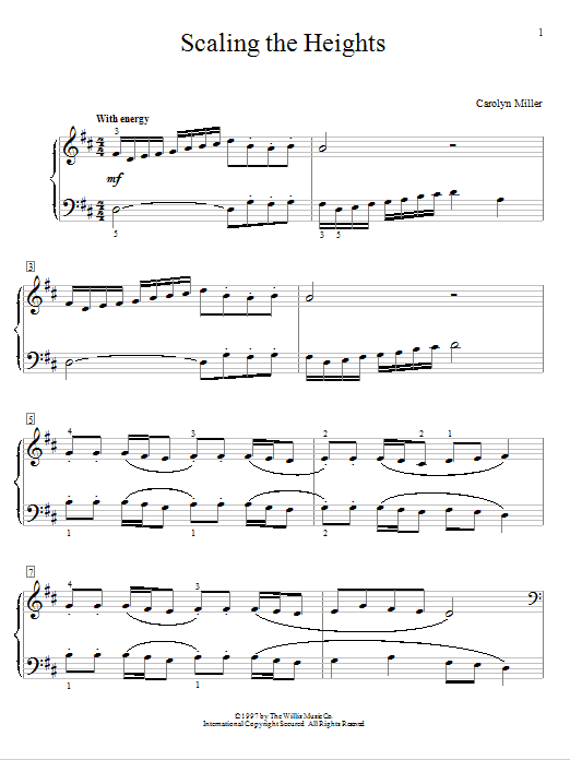 Learn to play Carolyn Miller Scaling The Heights sheet music for Educational Piano in minutes. Price: 6.9900$ Carolyn Miller Scaling The Heights sheet music notes and chords arranged for Educational Piano