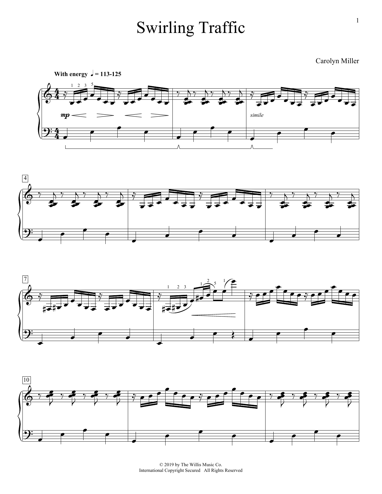 Learn to play Carolyn Miller Swirling Traffic sheet music for Educational Piano in minutes. Price: 6.9900$ Carolyn Miller Swirling Traffic sheet music notes and chords arranged for Educational Piano