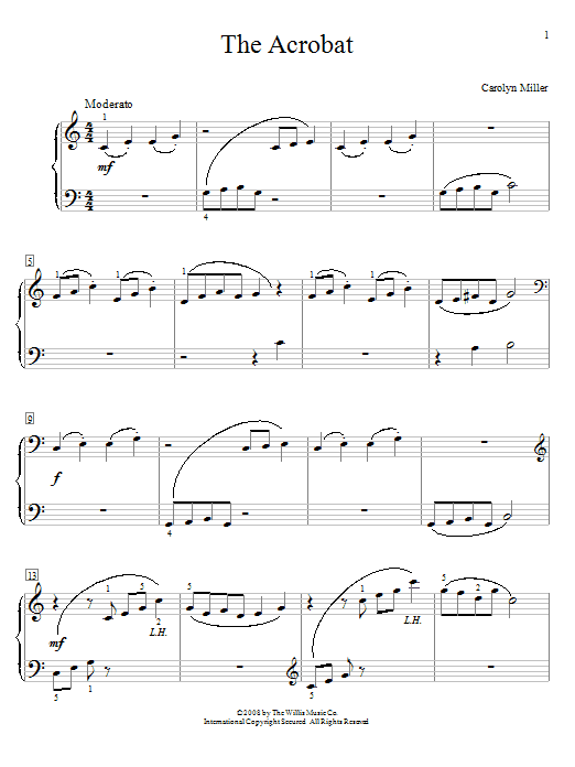 Carolyn Miller The Acrobat sheet music notes and chords arranged for Educational Piano