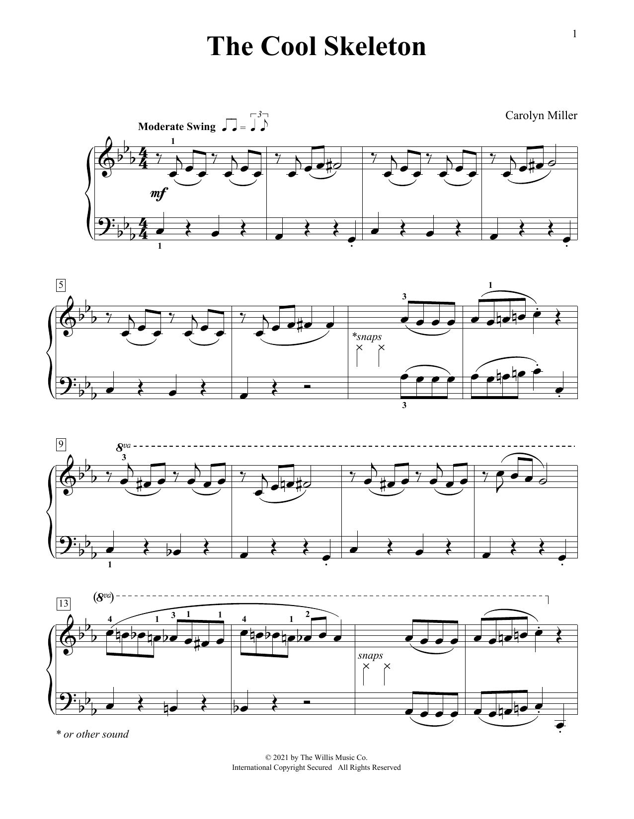 Learn to play Carolyn Miller The Cool Skeleton sheet music for Educational Piano in minutes. Price: 6.9900$ Carolyn Miller The Cool Skeleton sheet music notes and chords arranged for Educational Piano