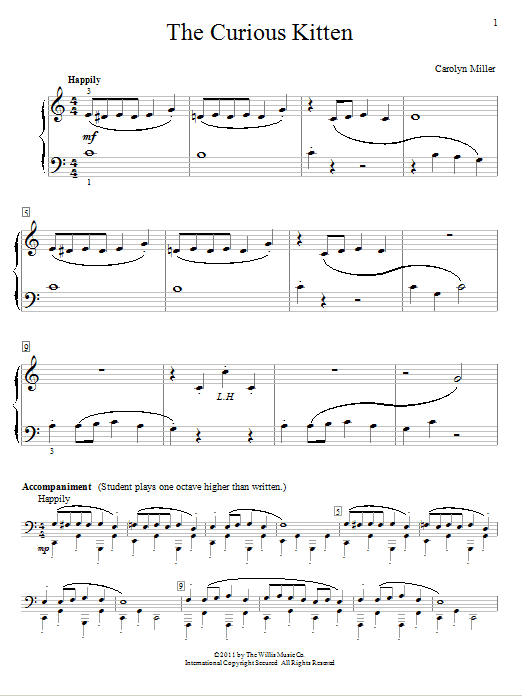 Carolyn Miller The Curious Kitten sheet music notes and chords arranged for Educational Piano