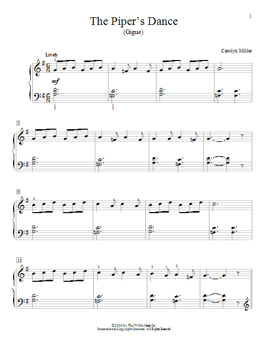 Carolyn Miller The Piper's Dance (Gigue) sheet music notes and chords. Download Printable PDF.