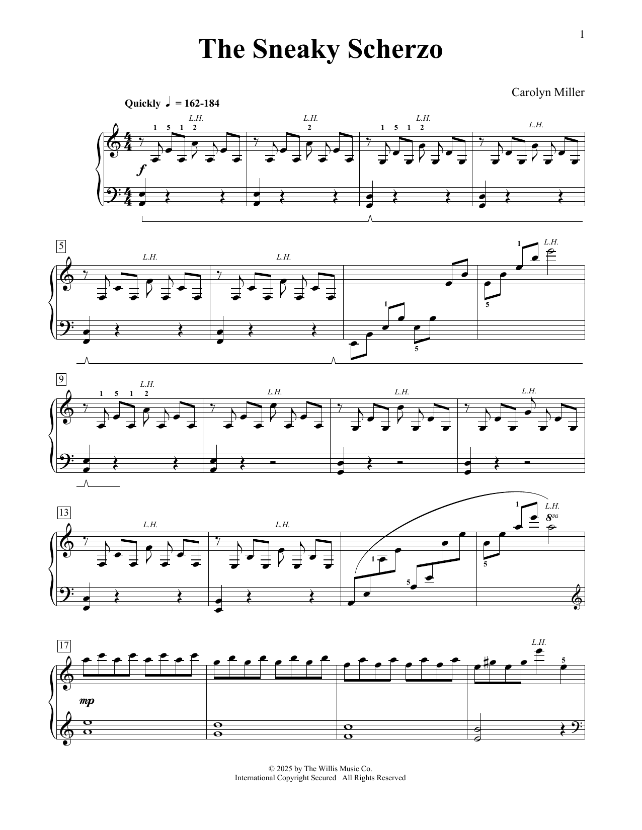 Carolyn Miller The Sneaky Scherzo sheet music notes and chords arranged for Educational Piano