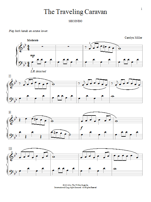 Learn to play Carolyn Miller The Traveling Caravan sheet music for Piano Duet in minutes. Price: 7.8900$ Carolyn Miller The Traveling Caravan sheet music notes and chords arranged for Piano Duet
