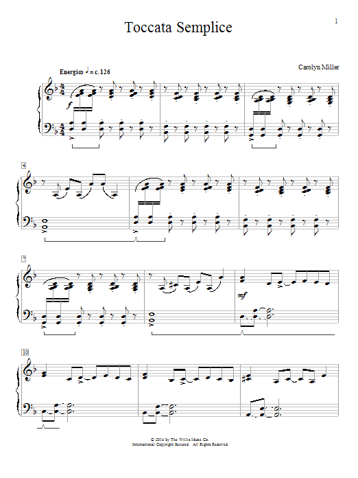 Carolyn Miller Toccata Semplice sheet music notes and chords arranged for Educational Piano