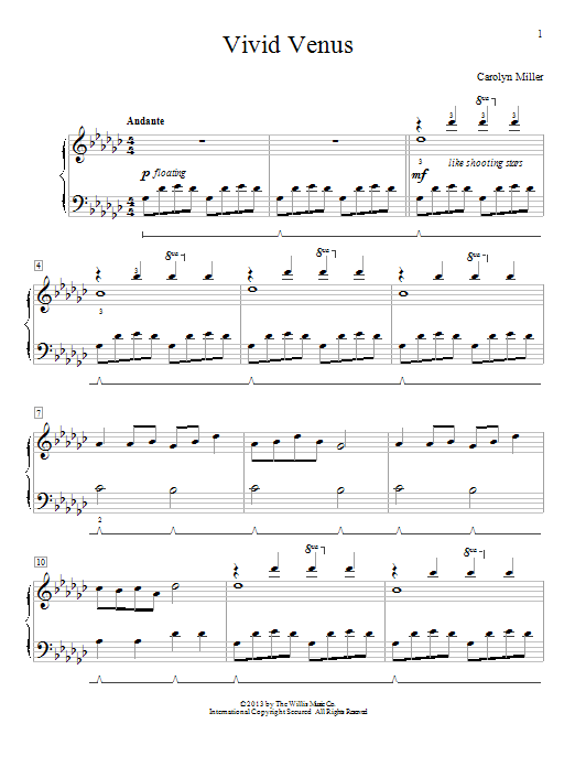 Learn to play Carolyn Miller Vivid Venus sheet music for Educational Piano in minutes. Price: 6.9900$ Carolyn Miller Vivid Venus sheet music notes and chords arranged for Educational Piano