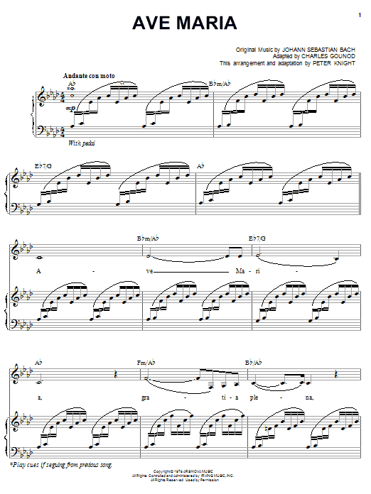 Carpenters Ave Maria sheet music notes and chords. Download Printable PDF.