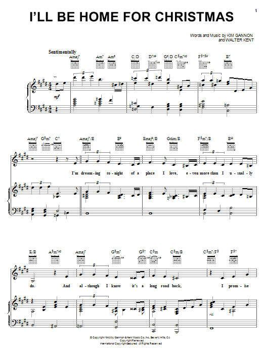 Carpenters I'll Be Home For Christmas sheet music notes and chords. Download Printable PDF.