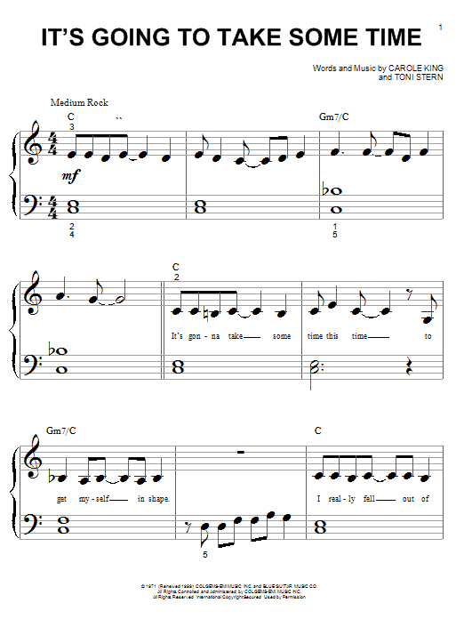 Carpenters It's Going To Take Some Time sheet music notes and chords. Download Printable PDF.