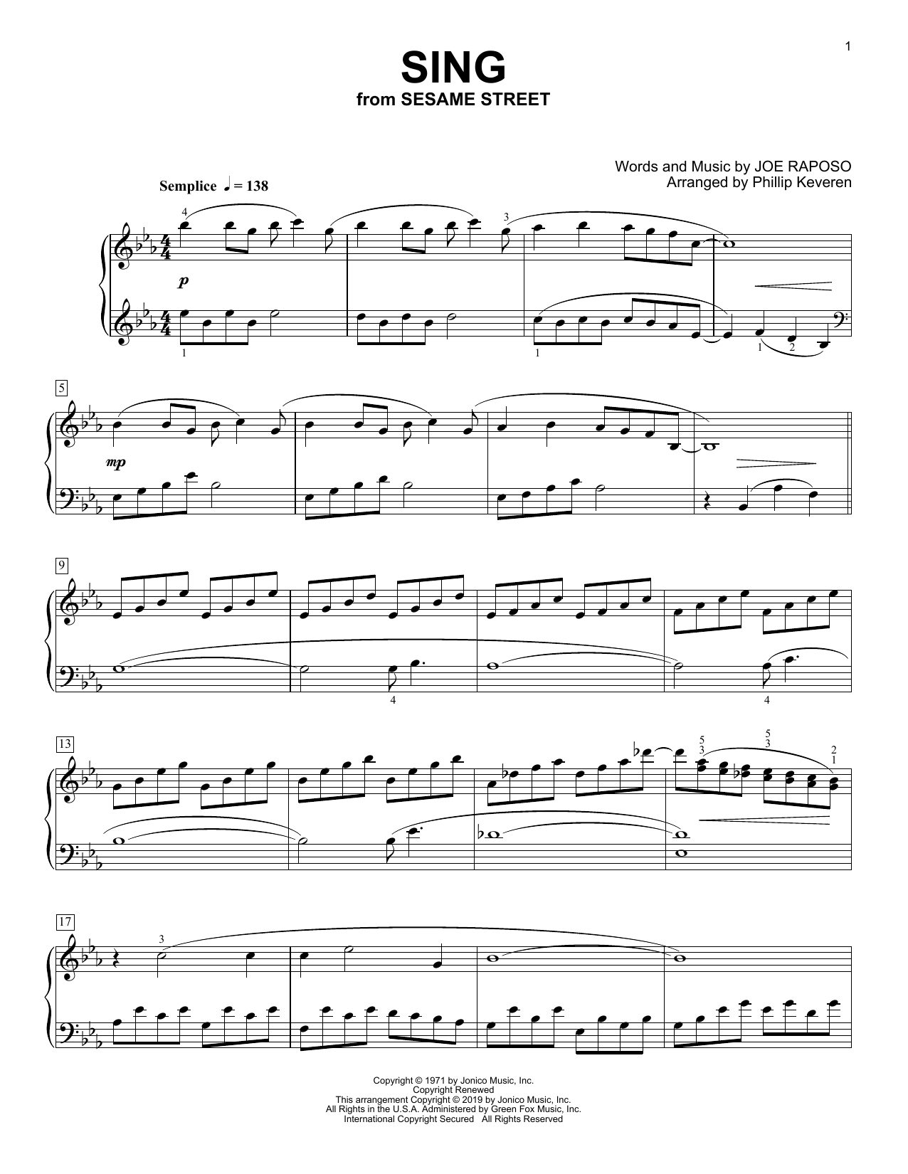 Carpenters Sing (arr. Phillip Keveren) sheet music notes and chords. Download Printable PDF.