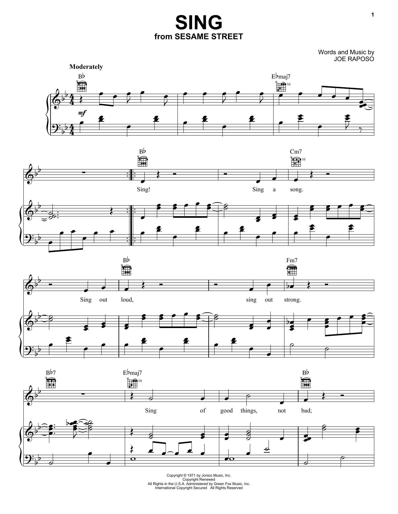 Carpenters Sing sheet music notes and chords. Download Printable PDF.