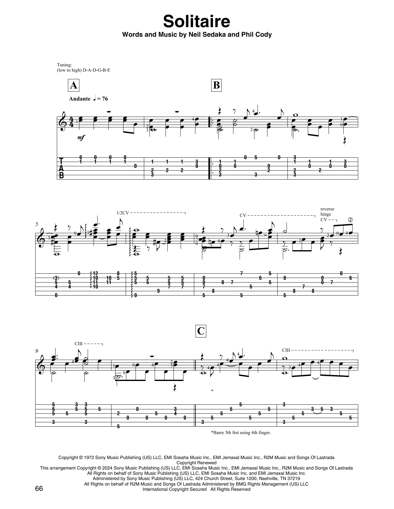 Carpenters Solitaire (arr. David Jaggs) sheet music notes and chords. Download Printable PDF.