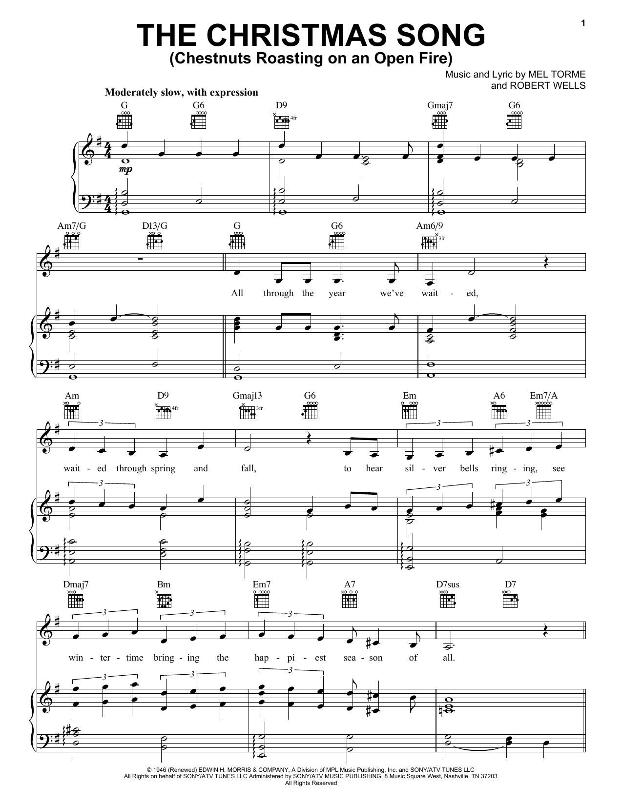 Carpenters The Christmas Song (Chestnuts Roasting On An Open Fire) sheet music notes and chords. Download Printable PDF.