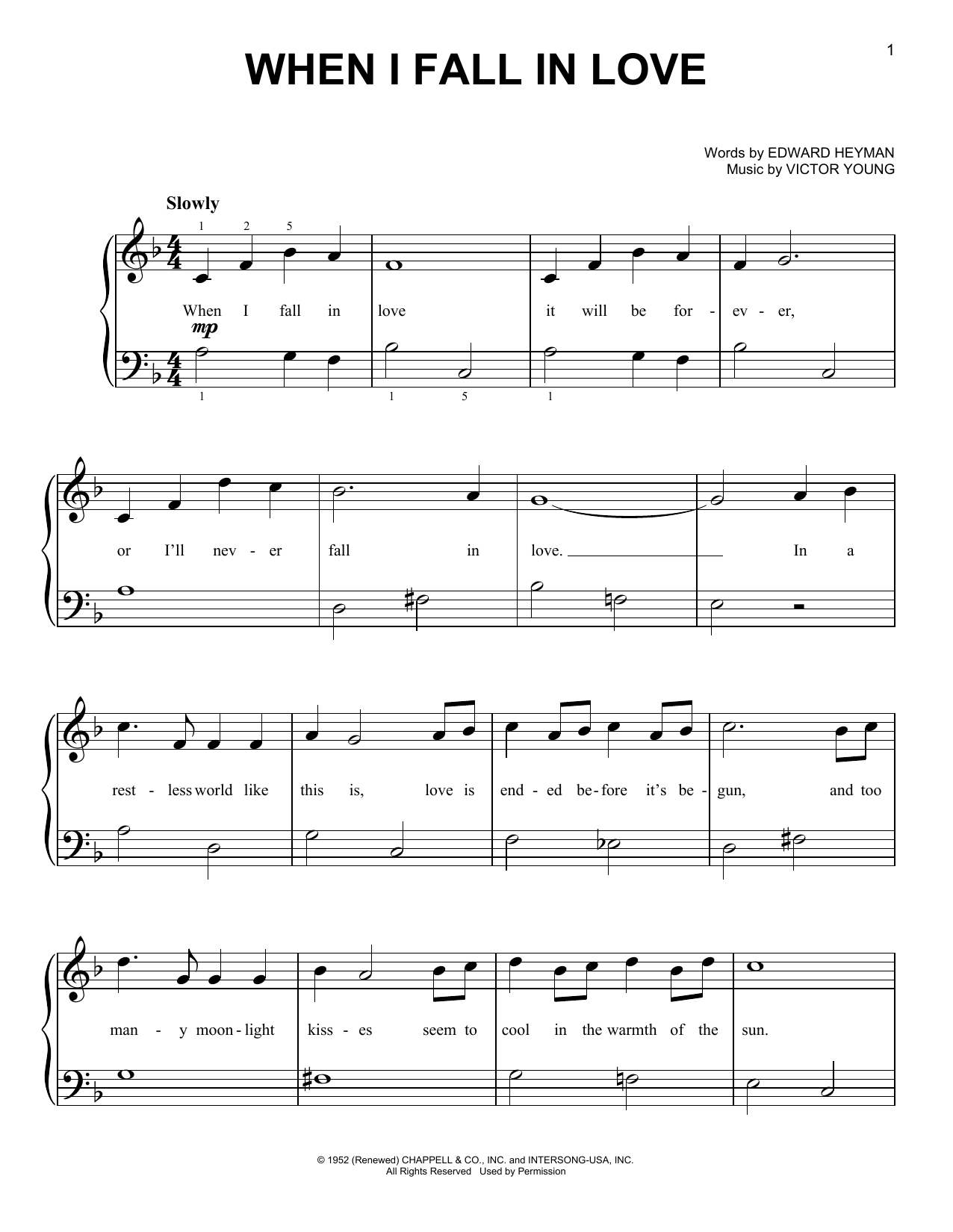 Carpenters When I Fall In Love sheet music notes and chords. Download Printable PDF.