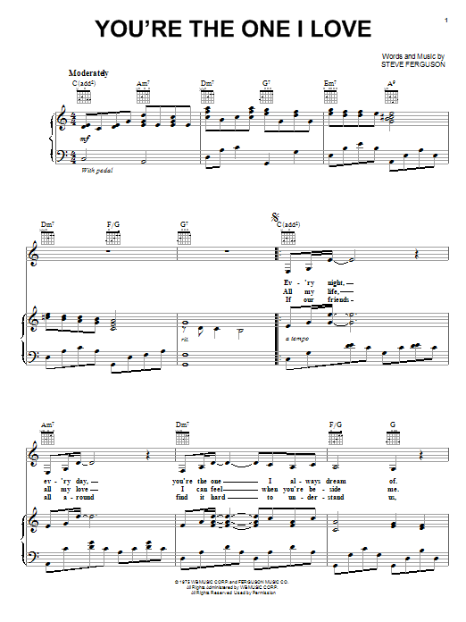 Learn to play Carpenters You're The One I Love sheet music for Piano, Vocal & Guitar Chords (Right-Hand Melody) in minutes. Price: 7.8900$ Carpenters You're The One I Love sheet music notes and chords arranged for Piano, Vocal & Guitar Chords (Right-Hand Melody)
