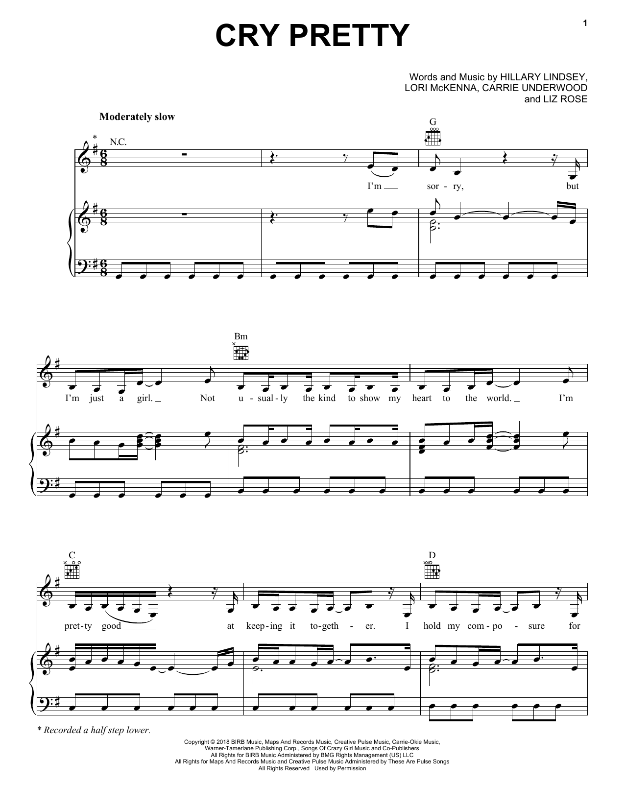 Carrie Underwood Cry Pretty sheet music notes and chords. Download Printable PDF.