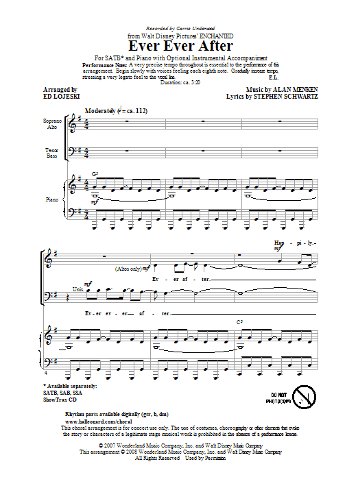 Carrie Underwood Ever Ever After (arr. Ed Lojeski) sheet music notes and chords arranged for SATB Choir