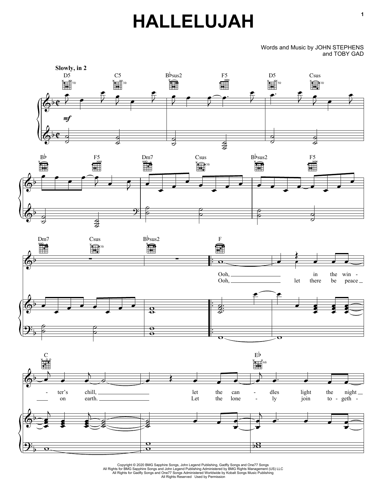 Carrie Underwood & John Legend Hallelujah sheet music notes and chords. Download Printable PDF.