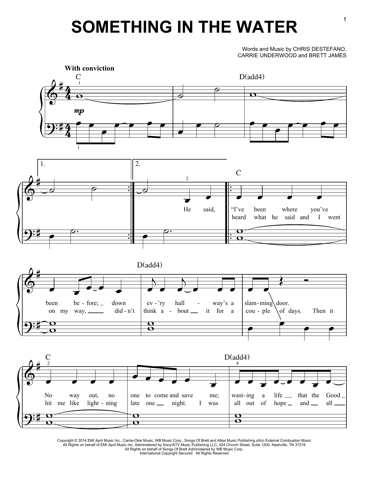 Carrie Underwood Something In The Water sheet music notes and chords. Download Printable PDF.