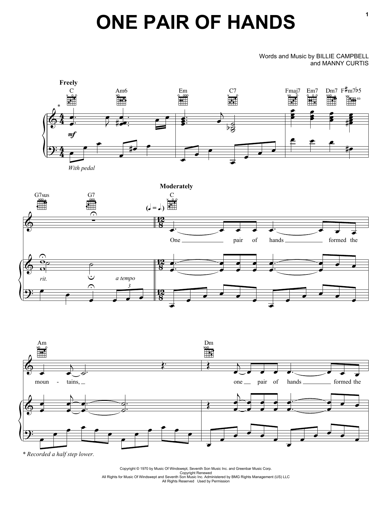 Carroll Roberson One Pair Of Hands sheet music notes and chords. Download Printable PDF.