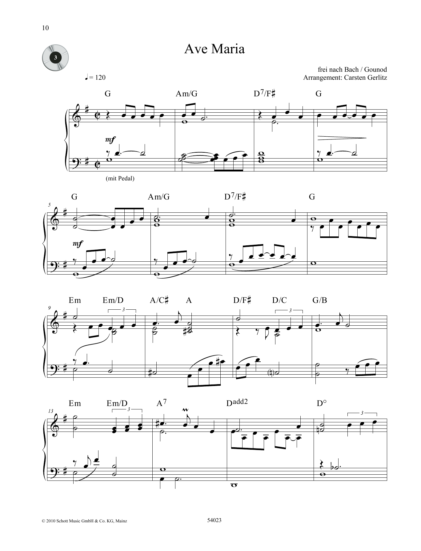 Carsten Gerlitz Ave Maria sheet music notes and chords. Download Printable PDF.