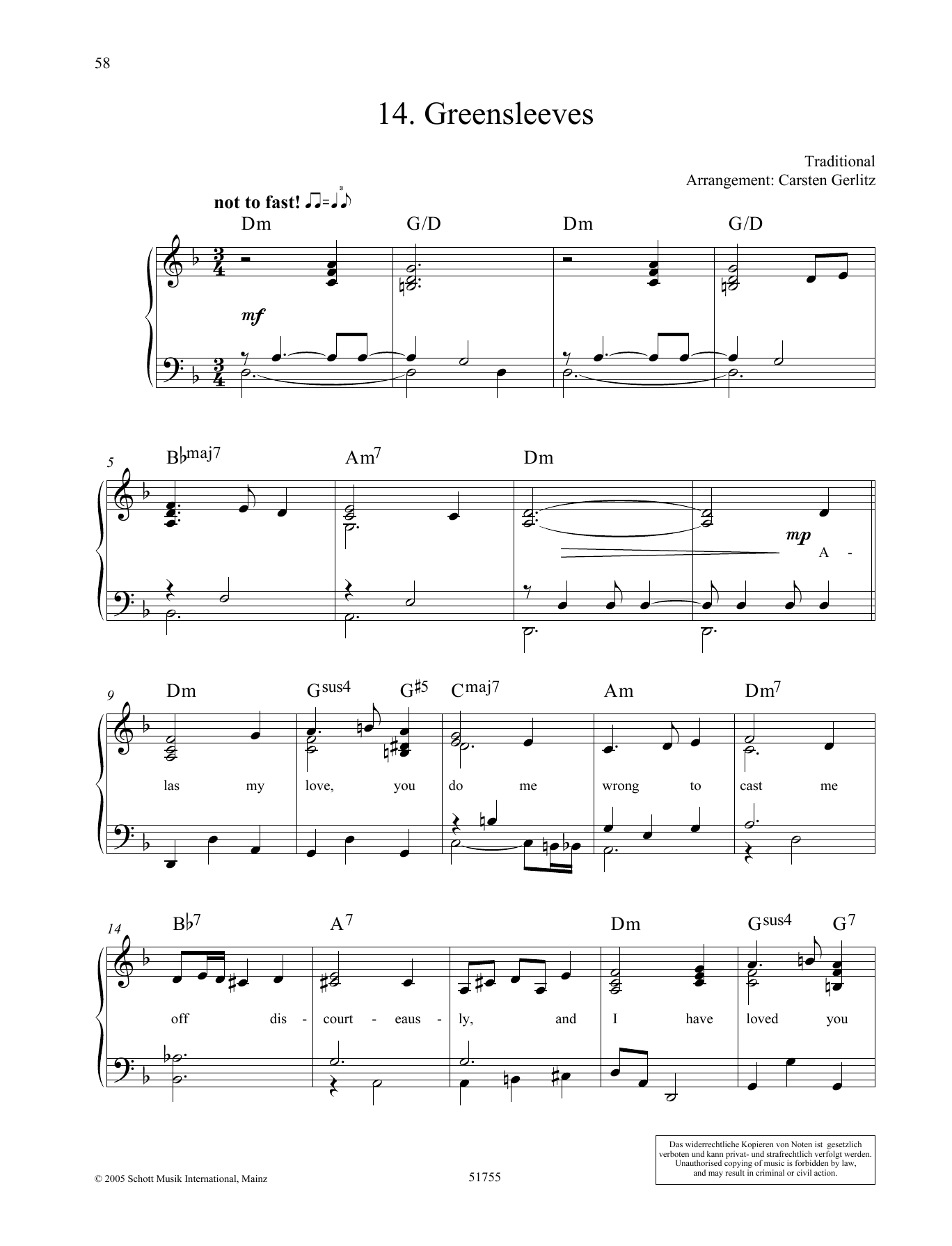 Learn to play Carsten Gerlitz Greensleeves sheet music for Piano Solo in minutes. Price: 6.9900$ Carsten Gerlitz Greensleeves sheet music notes and chords arranged for Piano Solo