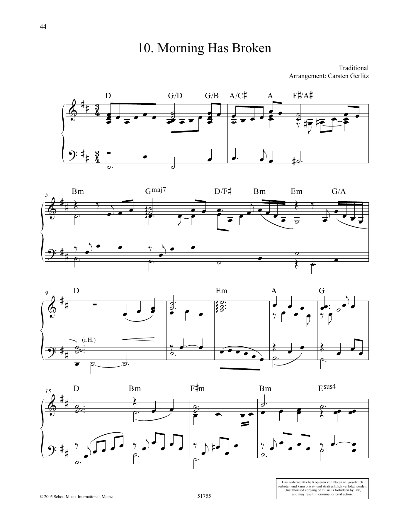 Carsten Gerlitz Morning Has Broken sheet music notes and chords. Download Printable PDF.