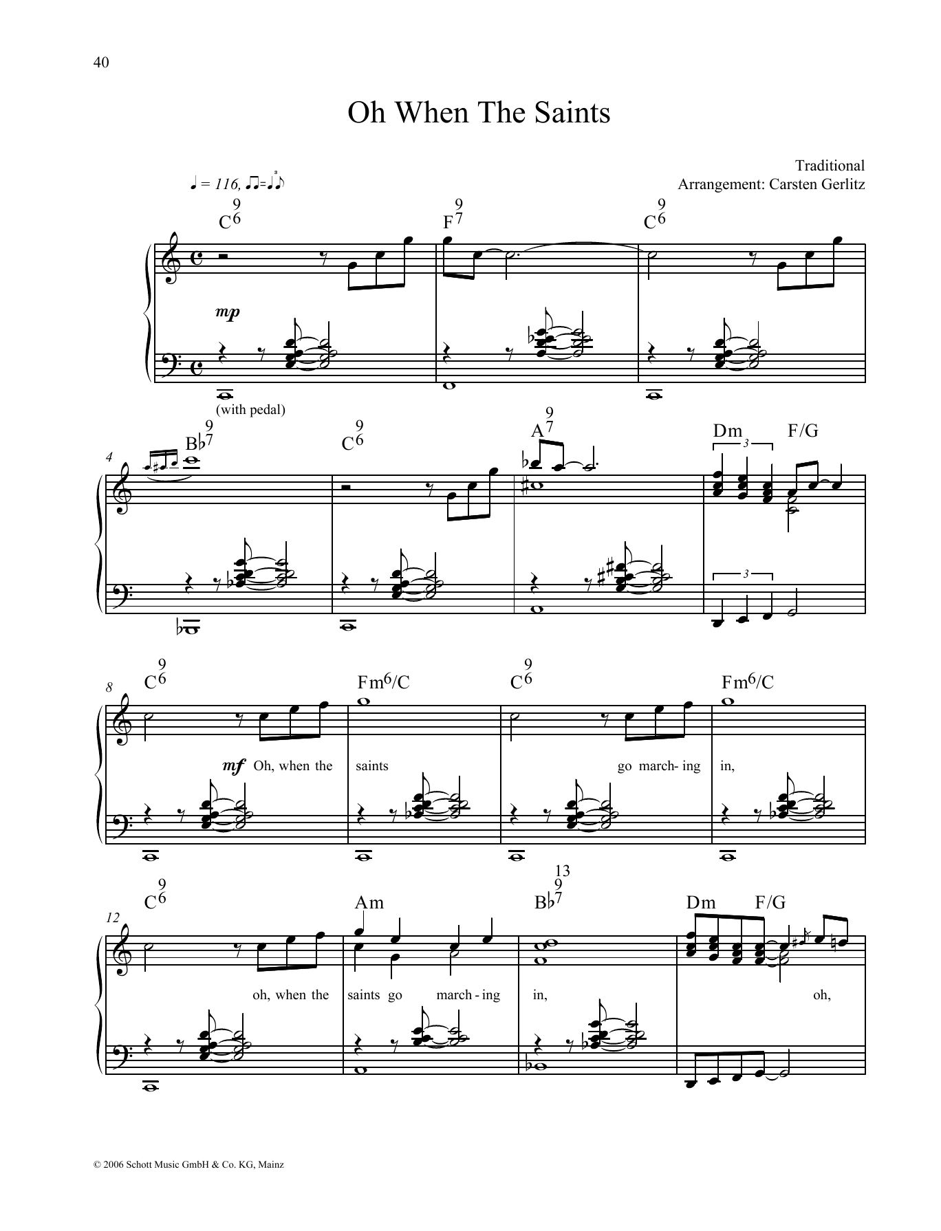 Carsten Gerlitz O When the Saints sheet music notes and chords. Download Printable PDF.