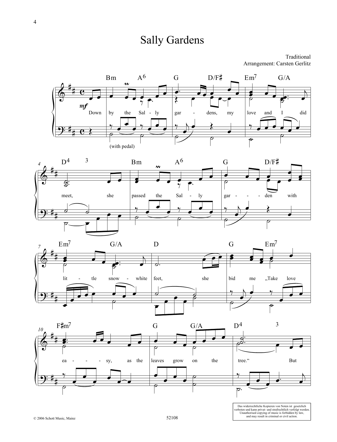 Carsten Gerlitz Sally Gardens sheet music notes and chords. Download Printable PDF.