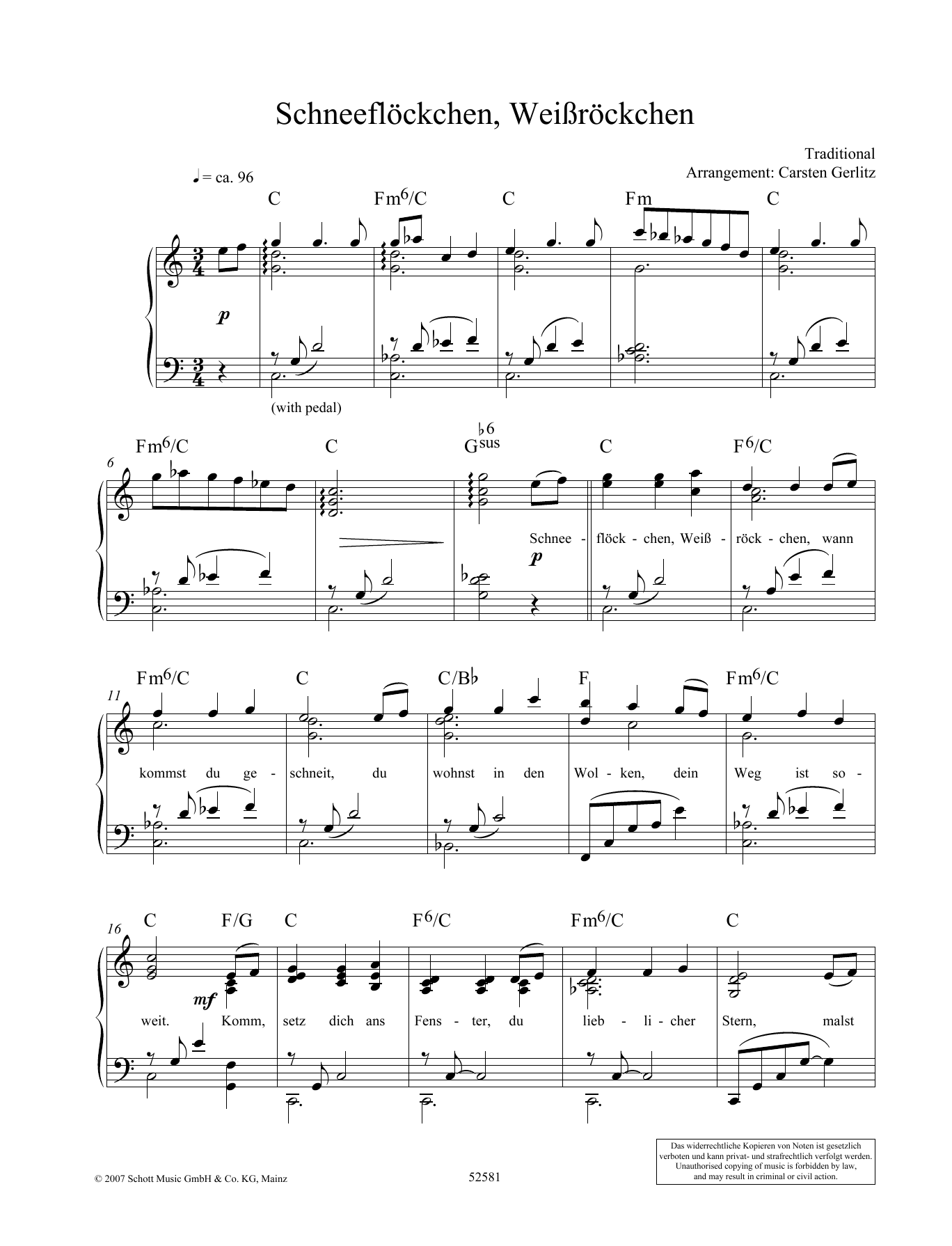 Carsten Gerlitz Schneeflöckchen, WeiÀröckchen sheet music notes and chords. Download Printable PDF.