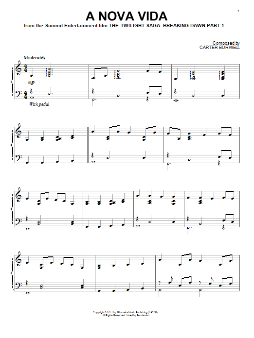 Learn to play Carter Burwell A Nova Vida sheet music for Piano Solo in minutes. Price: 7.8900$ Carter Burwell A Nova Vida sheet music notes and chords arranged for Piano Solo