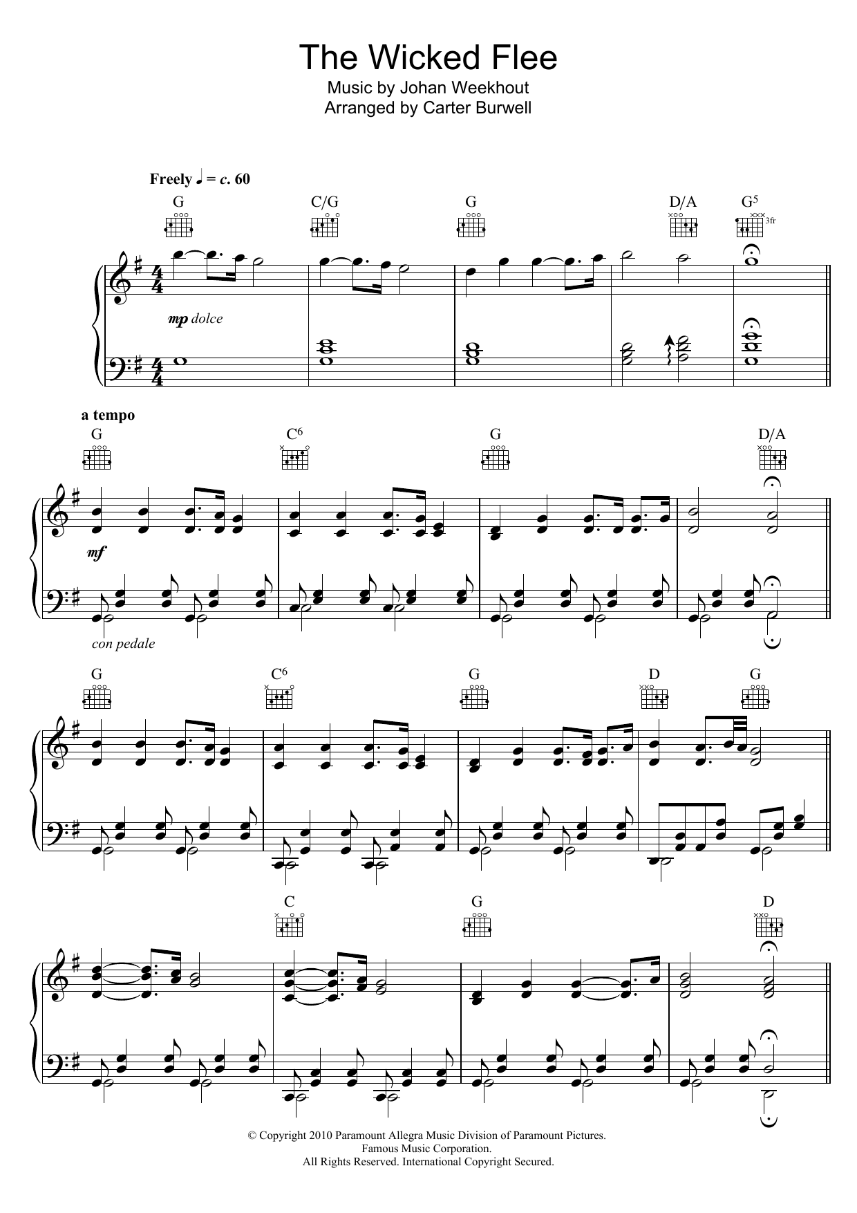 Carter Burwell The Wicked Flee sheet music notes and chords. Download Printable PDF.