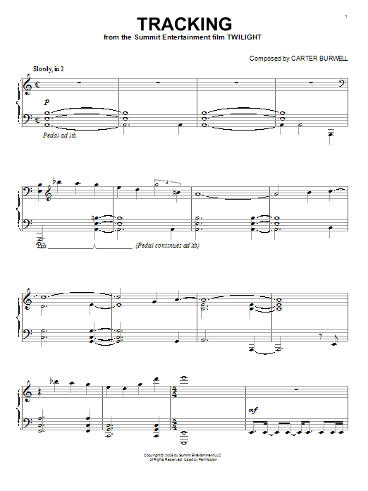 Learn to play Carter Burwell Tracking sheet music for Piano Solo in minutes. Price: 7.8900$ Carter Burwell Tracking sheet music notes and chords arranged for Piano Solo