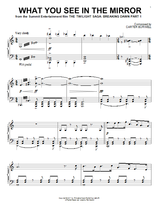 Learn to play Carter Burwell What You See In The Mirror sheet music for Piano Solo in minutes. Price: 7.8900$ Carter Burwell What You See In The Mirror sheet music notes and chords arranged for Piano Solo