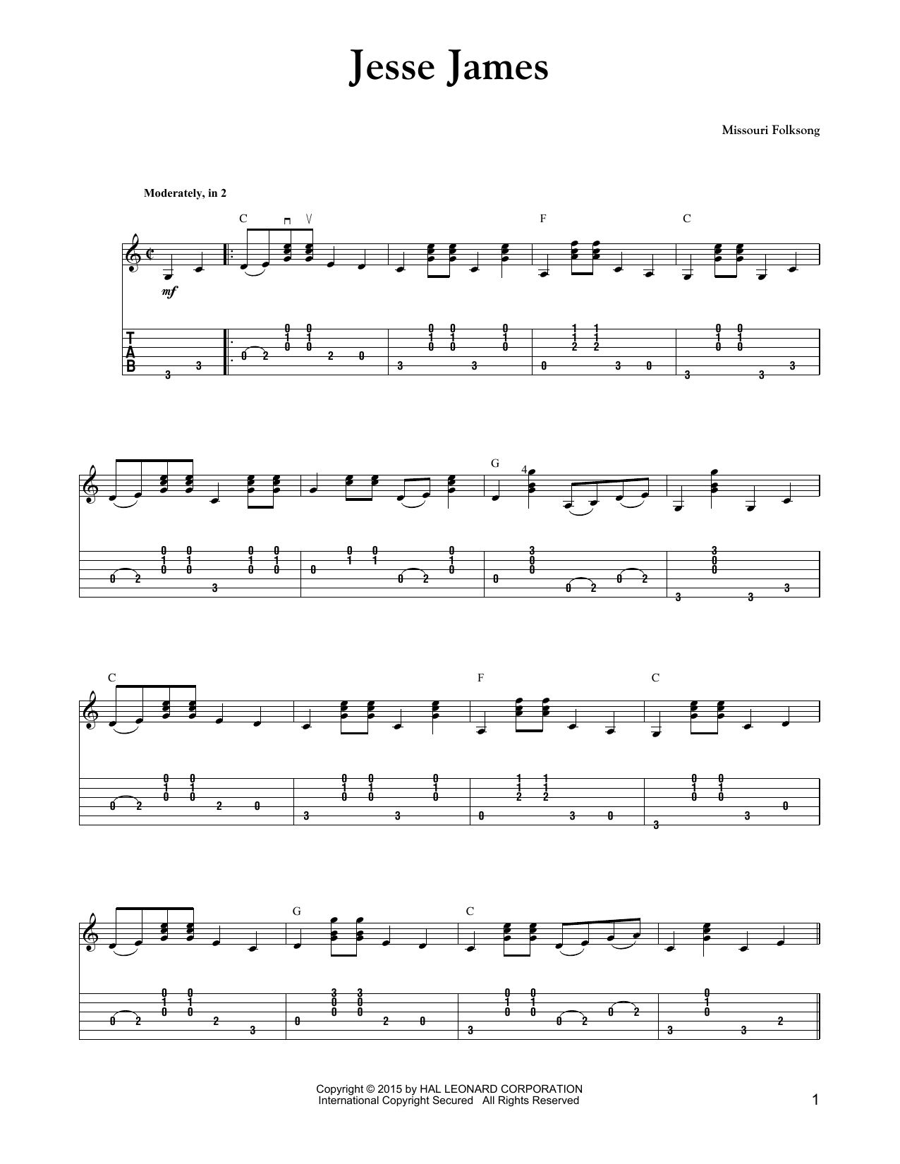 Carter Style Guitar Jesse James sheet music notes and chords. Download Printable PDF.