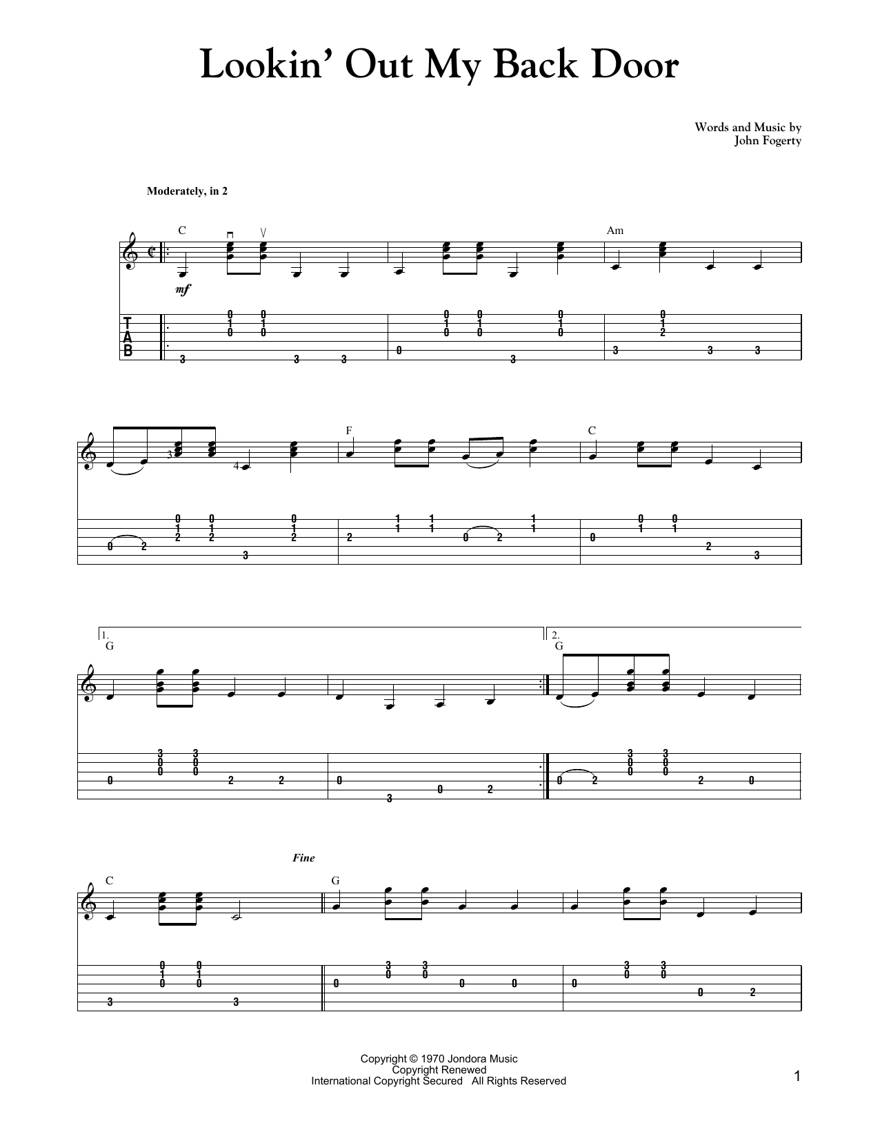 Carter Style Guitar Lookin' Out My Back Door sheet music notes and chords. Download Printable PDF.