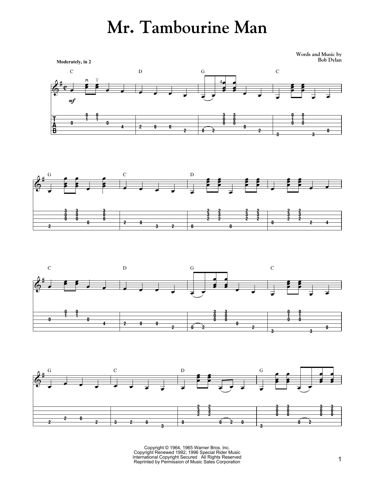 Learn to play Carter Style Guitar Mr. Tambourine Man sheet music for Solo Guitar in minutes. Price: 7.8900$ Carter Style Guitar Mr. Tambourine Man sheet music notes and chords arranged for Solo Guitar