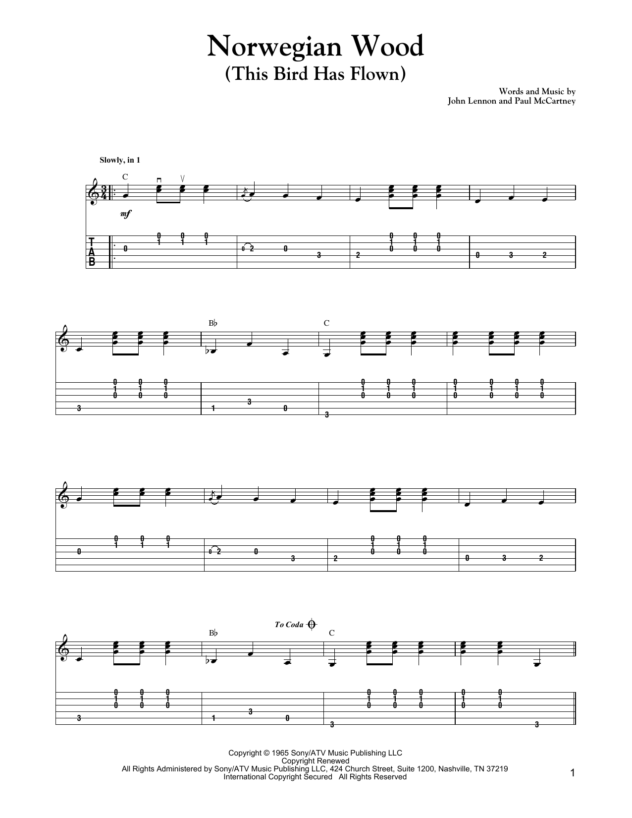 Carter Style Guitar Norwegian Wood (This Bird Has Flown) sheet music notes and chords. Download Printable PDF.