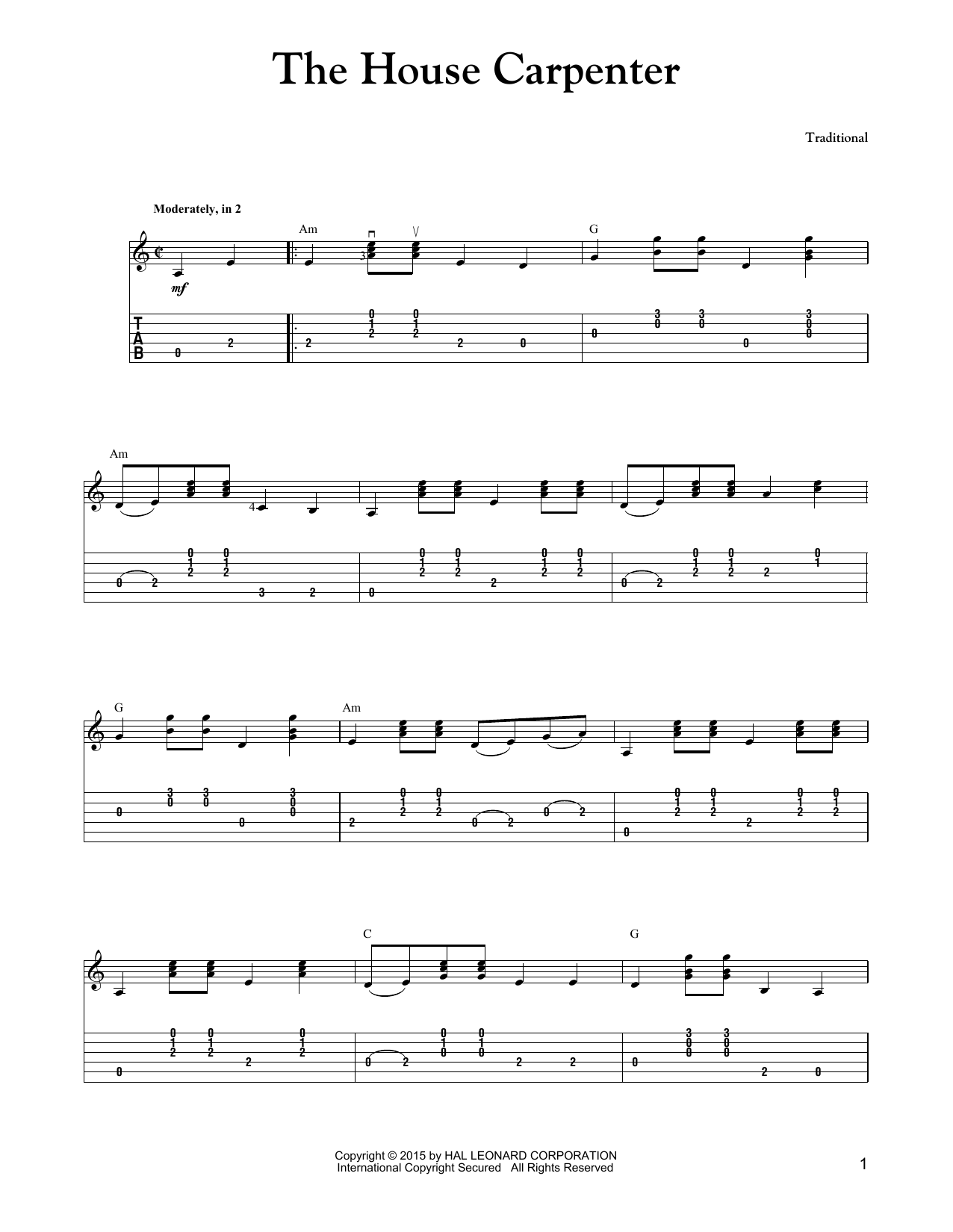 Carter Style Guitar The House Carpenter sheet music notes and chords. Download Printable PDF.