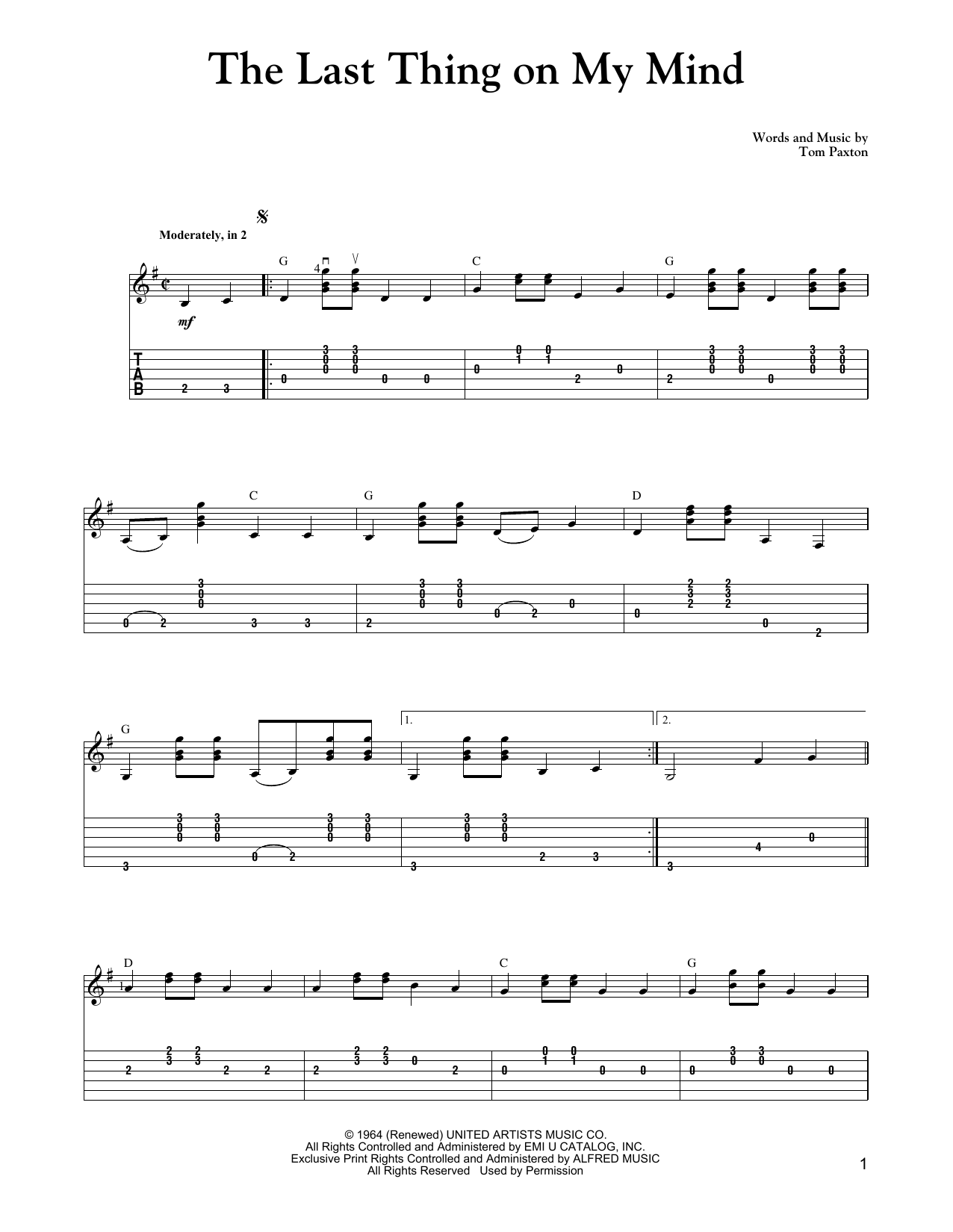 Carter Style Guitar The Last Thing On My Mind sheet music notes and chords. Download Printable PDF.