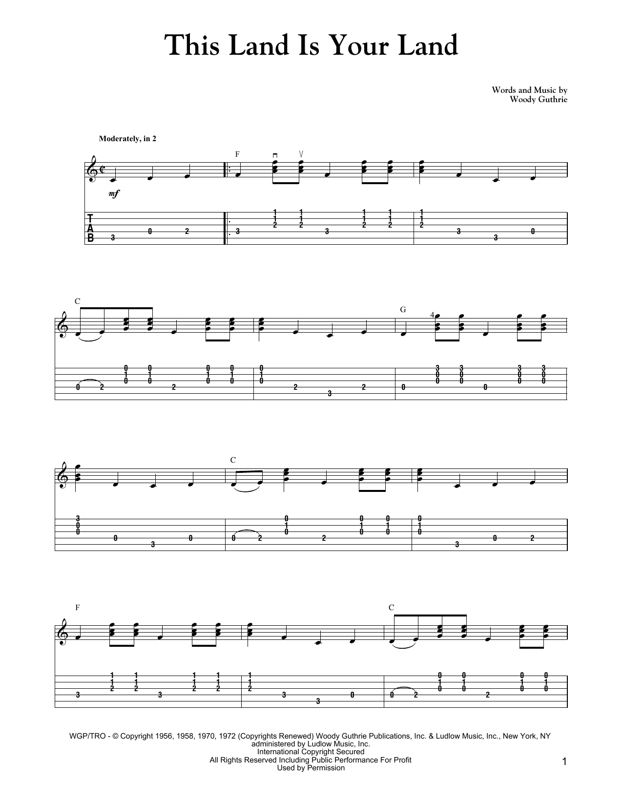 Carter Style Guitar This Land Is Your Land sheet music notes and chords. Download Printable PDF.