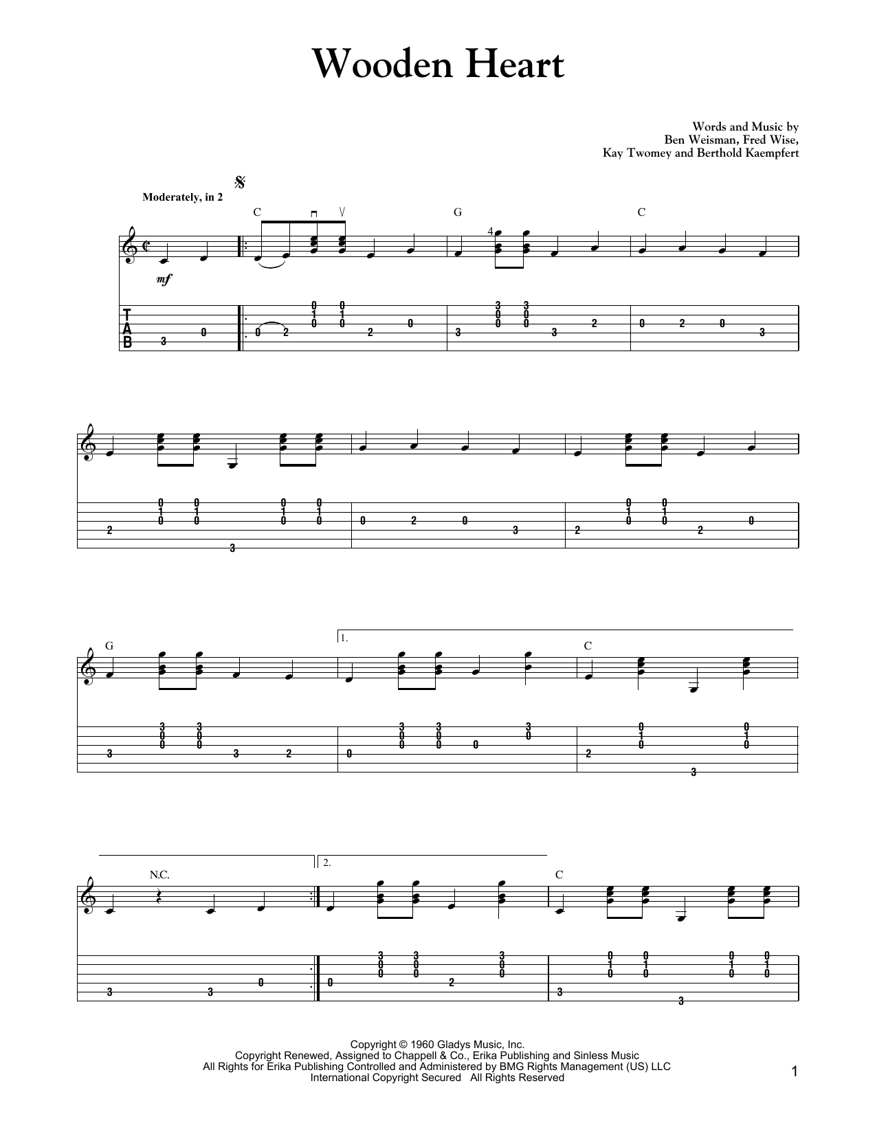 Carter Style Guitar Wooden Heart sheet music notes and chords. Download Printable PDF.