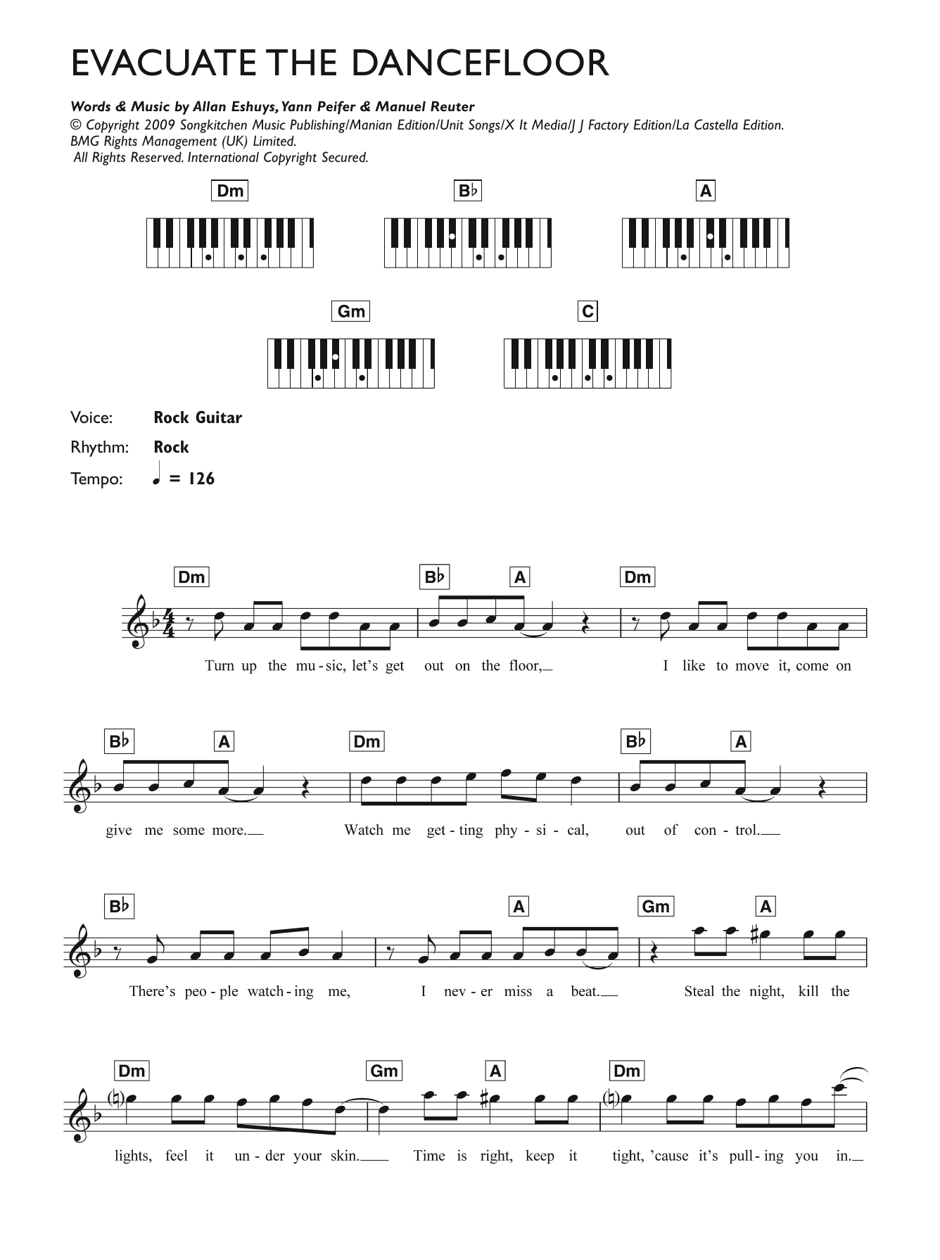 Cascada Evacuate The Dancefloor sheet music notes and chords arranged for Piano Chords/Lyrics