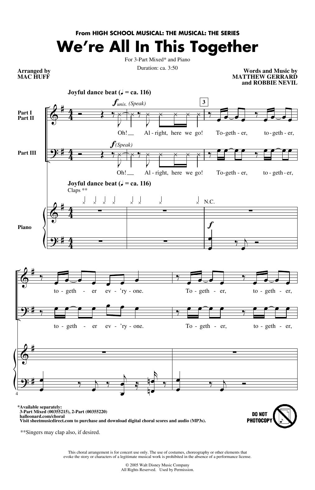 Cast of High School Musical: The Musical: The Series We're All In This Together (from High School Musical: The Musical: The Series) (arr. Mac Huff) sheet music notes and chords. Download Printable PDF.