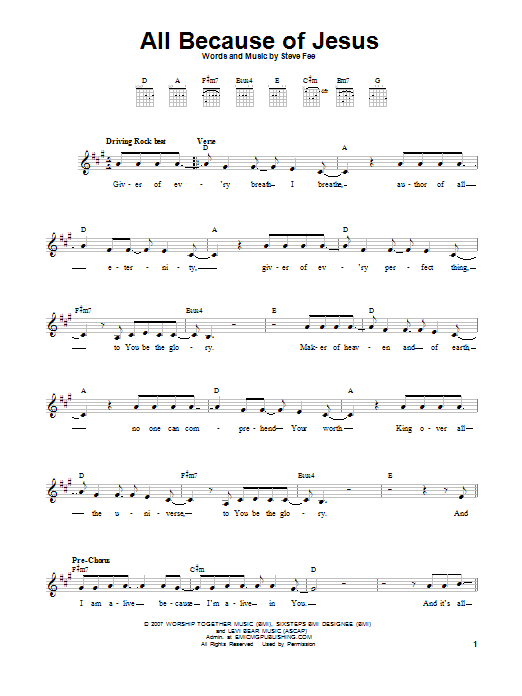 Casting Crowns All Because Of Jesus sheet music notes and chords. Download Printable PDF.