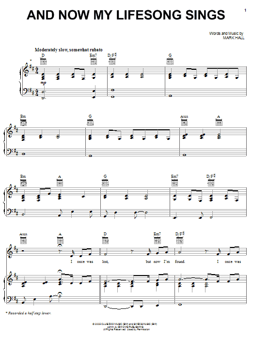 Learn to play Casting Crowns And Now My Lifesong Sings sheet music for Piano, Vocal & Guitar Chords (Right-Hand Melody) in minutes. Price: 7.8900$ Casting Crowns And Now My Lifesong Sings sheet music notes and chords arranged for Piano, Vocal & Guitar Chords (Right-Hand Melody)