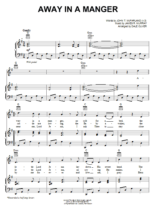 Learn to play Casting Crowns Away In A Manger sheet music for Piano, Vocal & Guitar Chords (Right-Hand Melody) in minutes. Price: 7.8900$ Casting Crowns Away In A Manger sheet music notes and chords arranged for Piano, Vocal & Guitar Chords (Right-Hand Melody)
