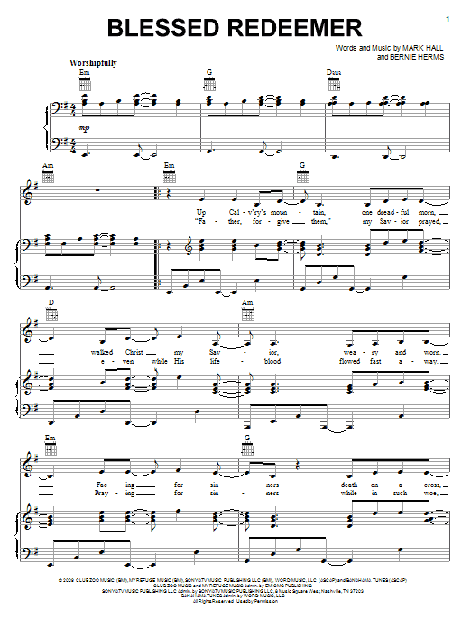Learn to play Casting Crowns Blessed Redeemer sheet music for Easy Piano in minutes. Price: 6.9900$ Casting Crowns Blessed Redeemer sheet music notes and chords arranged for Easy Piano